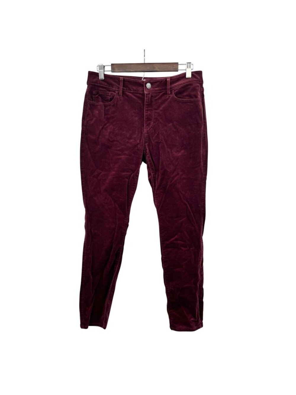 Ann Taylor Loft Curvy Skinny Pants Soft Corduroy Maroon Womens Size 8/29P